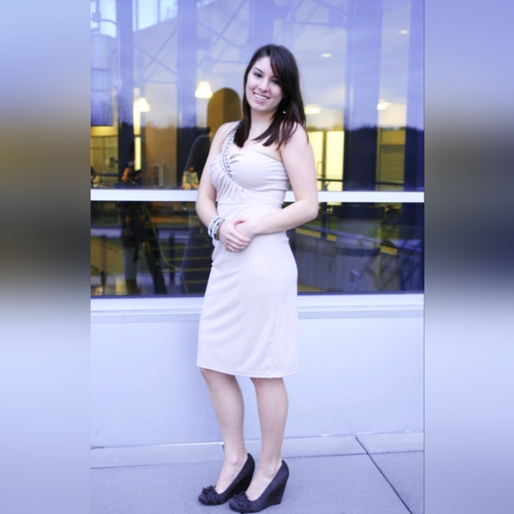 Taupe Cocktail Dress - Picture 3 of 8